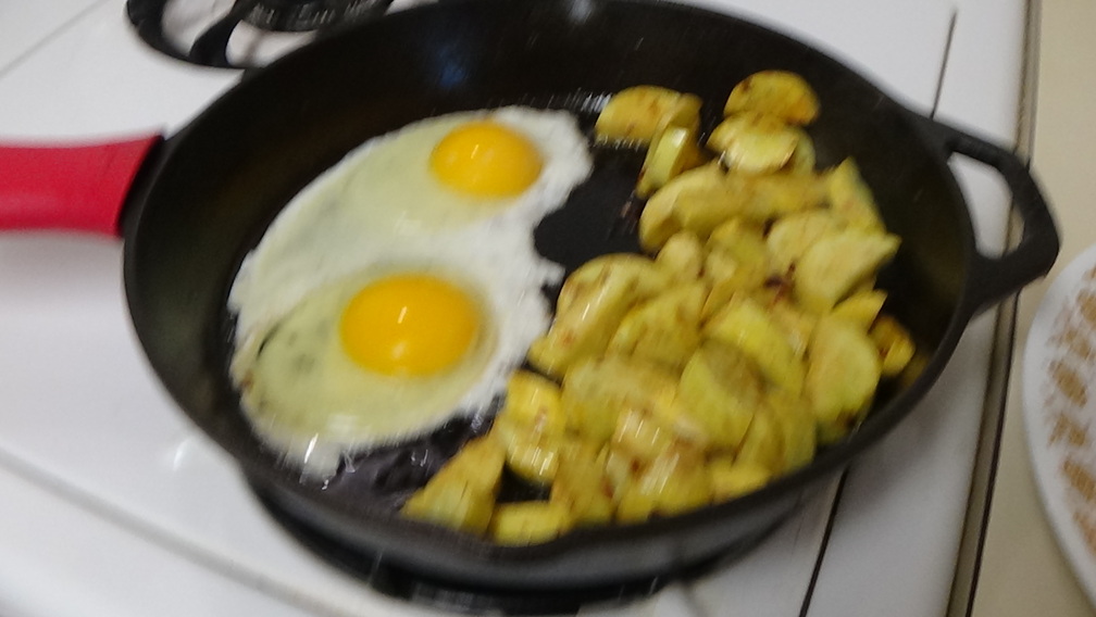 Now the eggs. Duh.